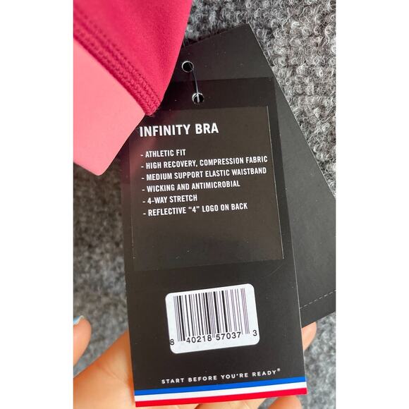 Fourlaps Infinity Sports Bra Large Red Velvet Strawberry Black NWT - Picture 5 of 7